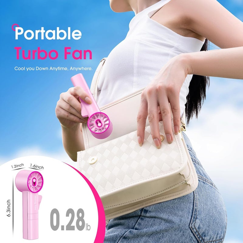 Ausic Portable Handheld Misting Fan, Pink Turbo Fans with Mist, High-Speed, Personal Small Water Spray Fan, Outdoor Cooling Rechargeable Battery Pocket Fans for Kids/Travel/Makeup/Shopping - Image 5